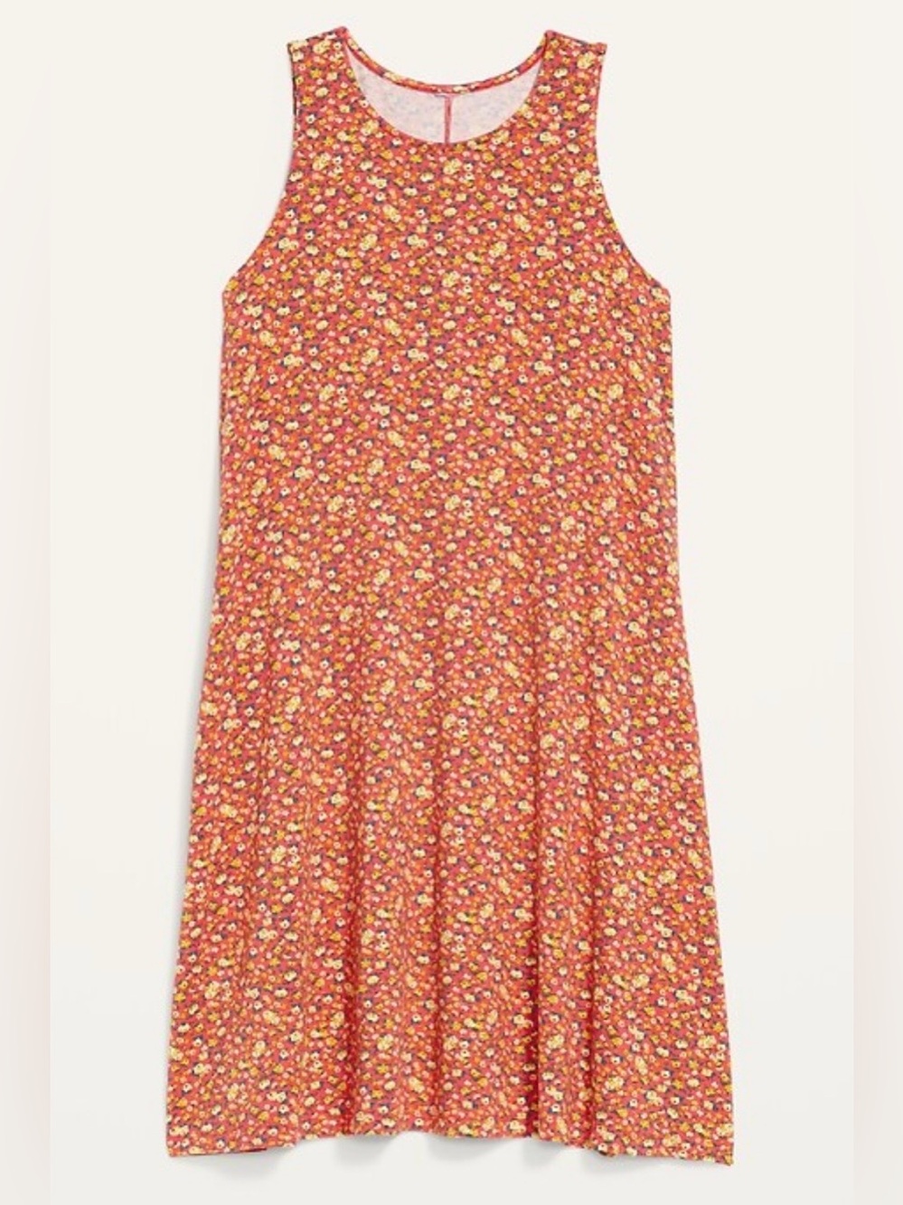 Old Navy Coral Floral Sleeveless Jersey Swing Dress